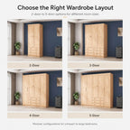 Natural Wood Scandinavian Wardrobe Armoire With Drawers
