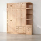 Natural Wood Scandinavian Wardrobe Armoire With Drawers