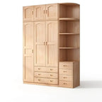 Natural Wood Scandinavian Wardrobe Armoire With Drawers