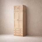 Natural Wood Scandinavian Wardrobe Armoire With Drawers