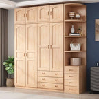 Natural Wood Scandinavian Wardrobe Armoire With Drawers