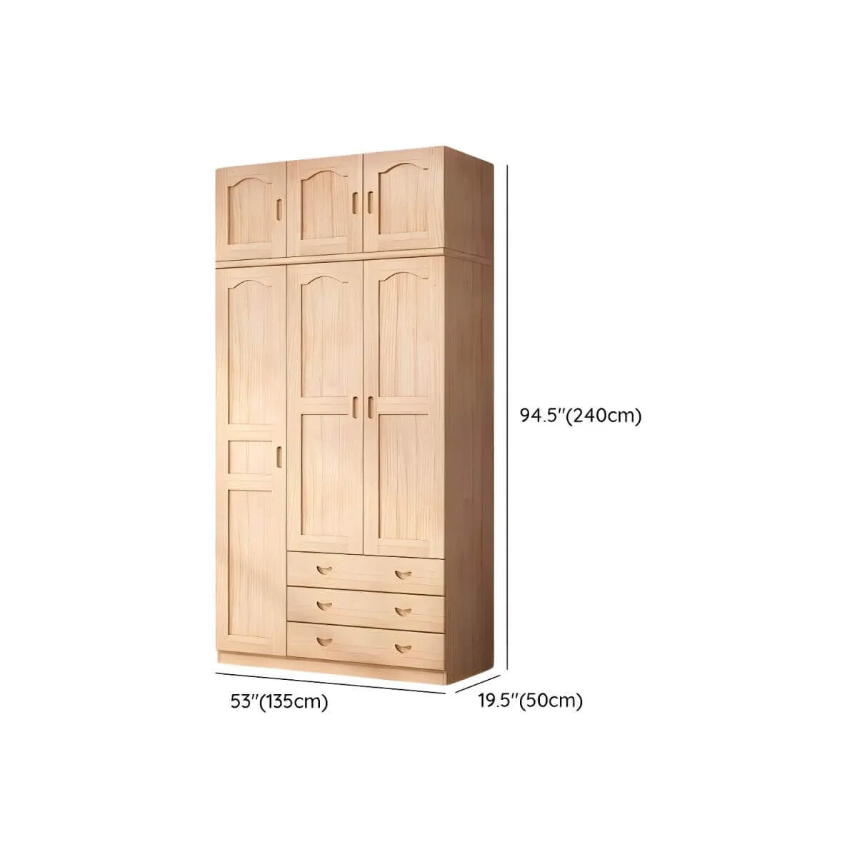 Natural Wood Scandinavian Wardrobe Armoire With Drawers Dimensions