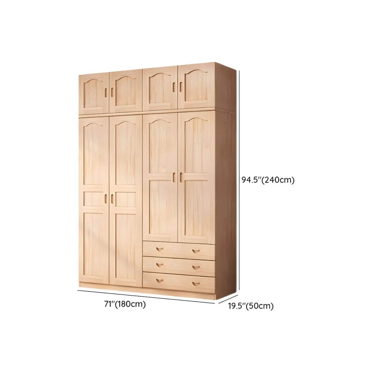 Natural Wood Scandinavian Wardrobe Armoire With Drawers Dimensions