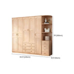 Natural Wood Scandinavian Wardrobe Armoire With Drawers Dimensions