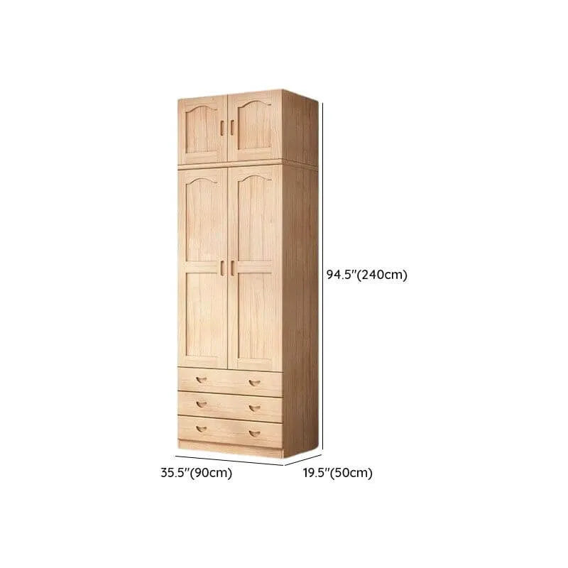 Natural Wood Scandinavian Wardrobe Armoire With Drawers Dimensions