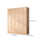Natural Wood Scandinavian Wardrobe Armoire With Drawers Dimensions