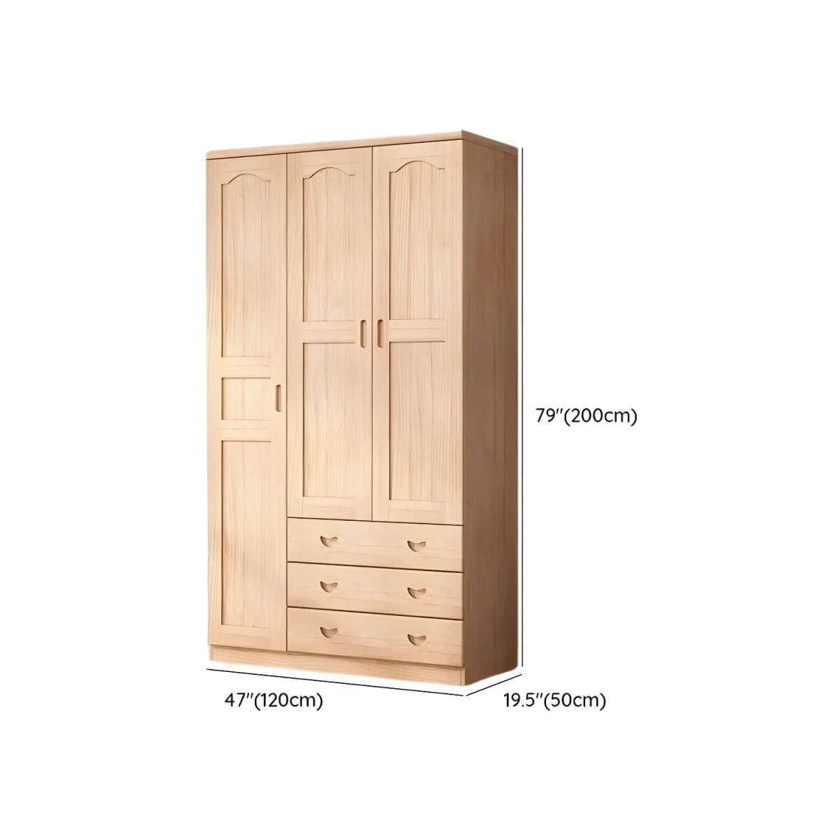 Natural Wood Scandinavian Wardrobe Armoire With Drawers Dimensions