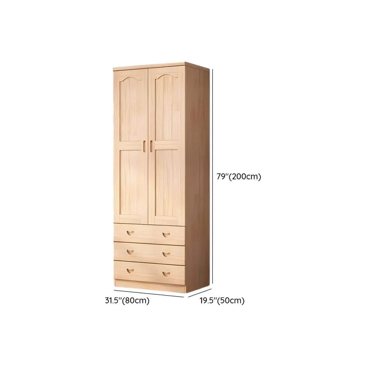 Natural Wood Scandinavian Wardrobe Armoire With Drawers Dimensions