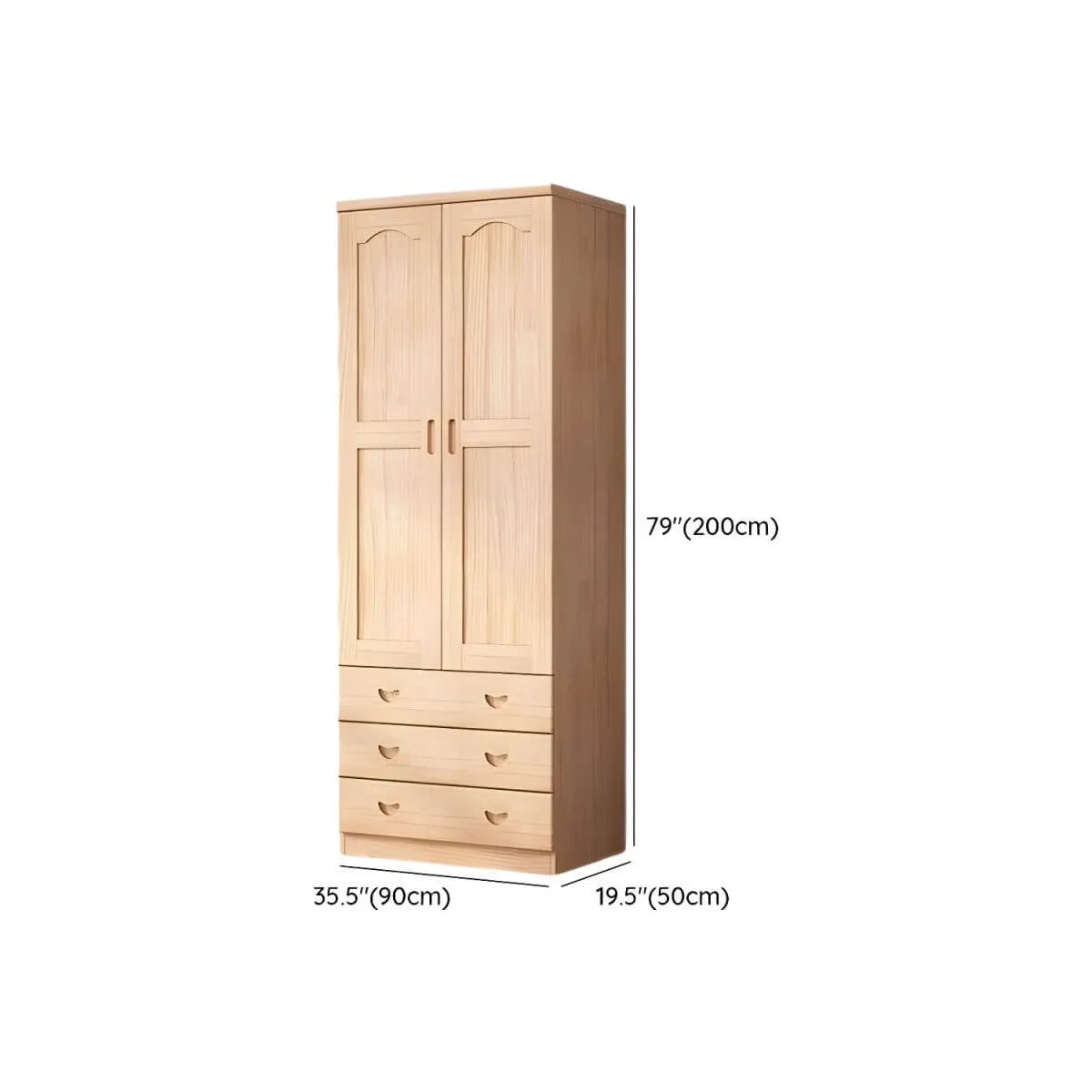 Natural Wood Scandinavian Wardrobe Armoire With Drawers Dimensions