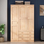 Natural Wood Scandinavian Wardrobe Armoire With Drawers Main Product Image