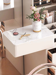 Natural Wood Vanity Table with Full Body Mirror