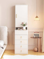 Natural Wood Vanity Table with Full Body Mirror