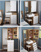 Natural Wood Vanity Table with Full Body Mirror Main Product Image