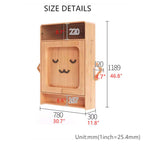 Natural Wood Wall-Mounted Folding Table & 4 Chairs