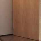 Natural Wood Wardrobe Armoire With Ribbed Glass Sliding Doors