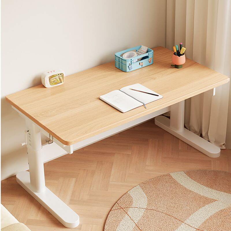 Natural Wood Writing Desk with Adjustable Height for Kids