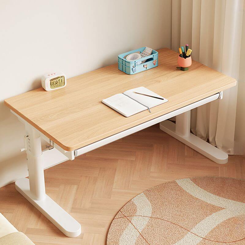 Natural Wood Writing Desk with Adjustable Height for Kids