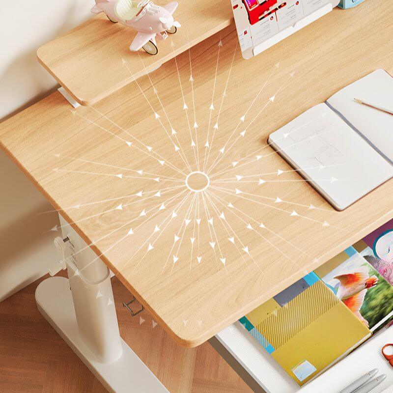 Natural Wood Writing Desk with Adjustable Height for Kids