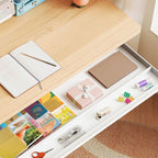 Natural Wood Writing Desk with Adjustable Height for Kids