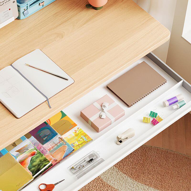 Natural Wood Writing Desk with Adjustable Height for Kids