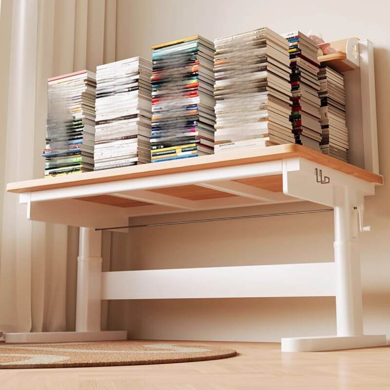 Natural Wood Writing Desk with Adjustable Height for Kids