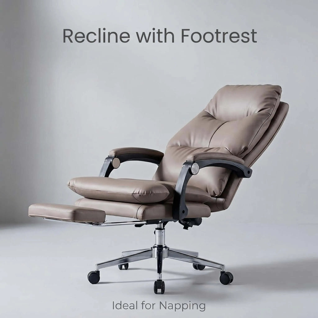 Nest Reclining Executive Office Chair with Footrest – Genuine & Faux Leather