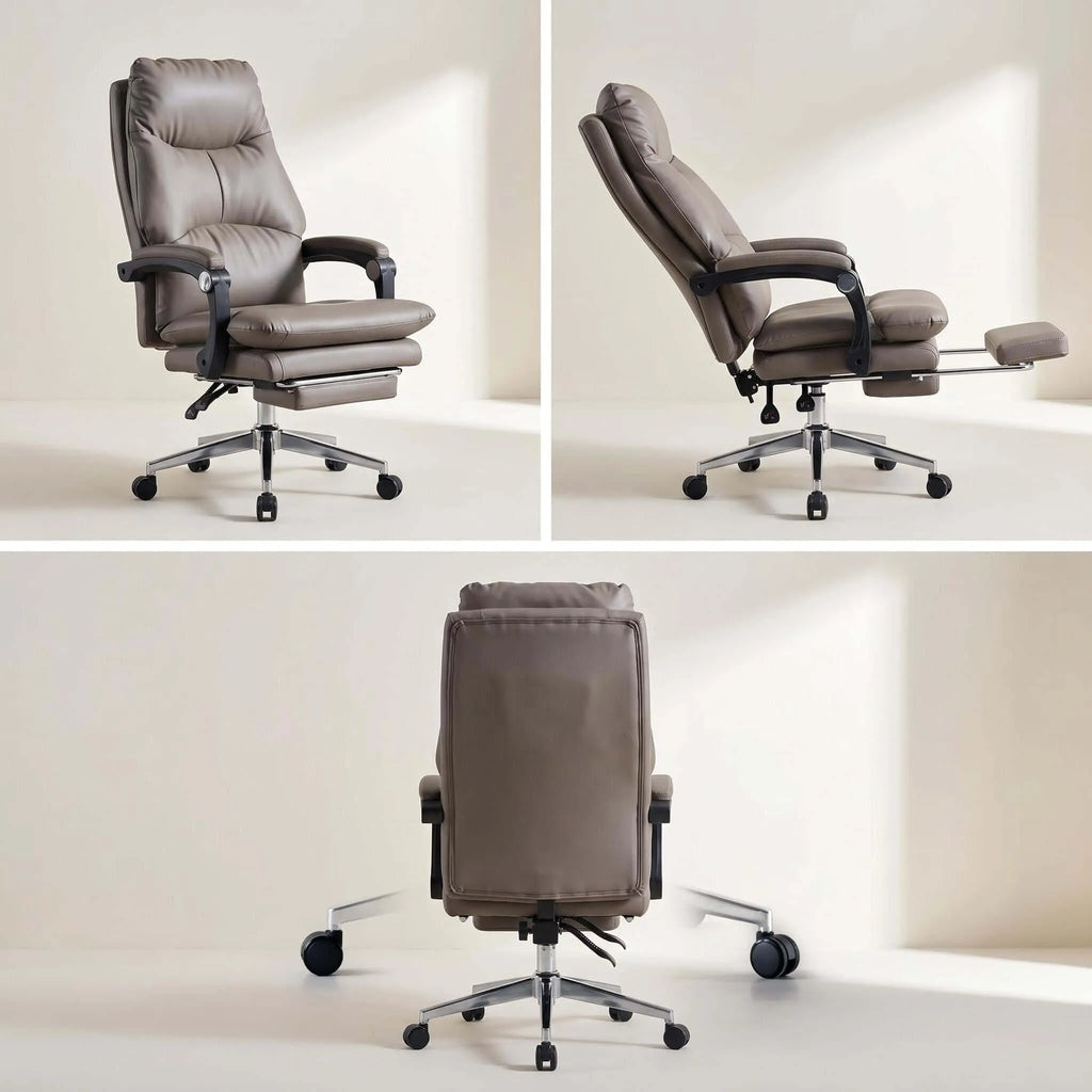 Nest Reclining Executive Office Chair with Footrest – Genuine & Faux Leather