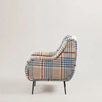 New Zealand Wool Plaid Chair and Ottoman, Nordic Wingback Lounge Set