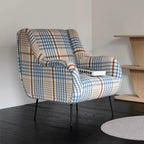 New Zealand Wool Plaid Chair and Ottoman, Nordic Wingback Lounge Set