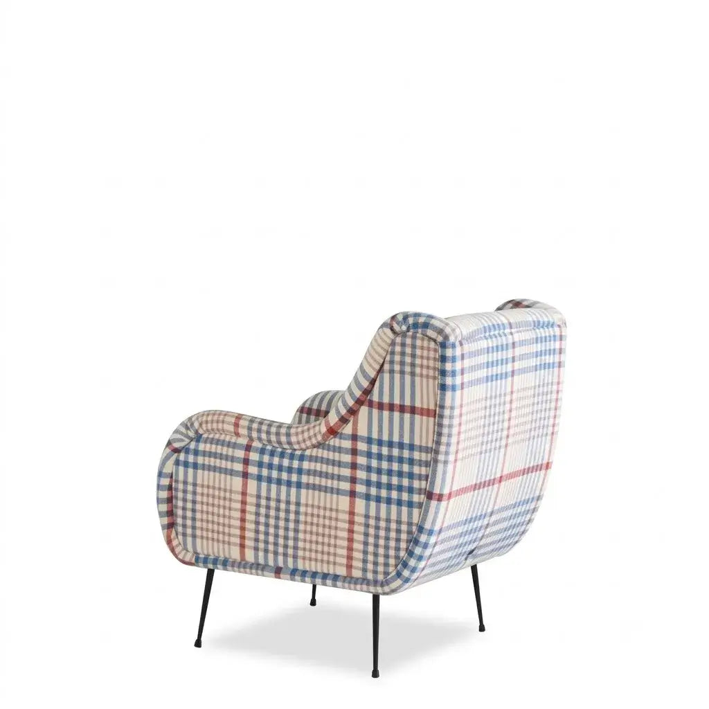 New Zealand Wool Plaid Chair and Ottoman, Nordic Wingback Lounge Set Main Product Image Main image