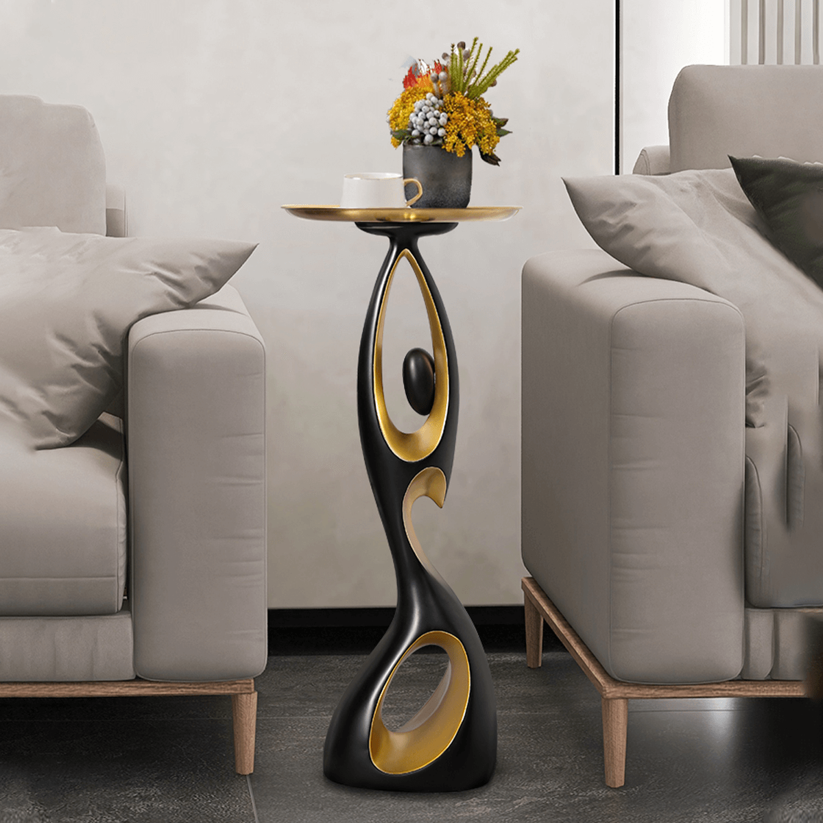 Nordic Art Figurine Modern Side Table - Resin & Alloy