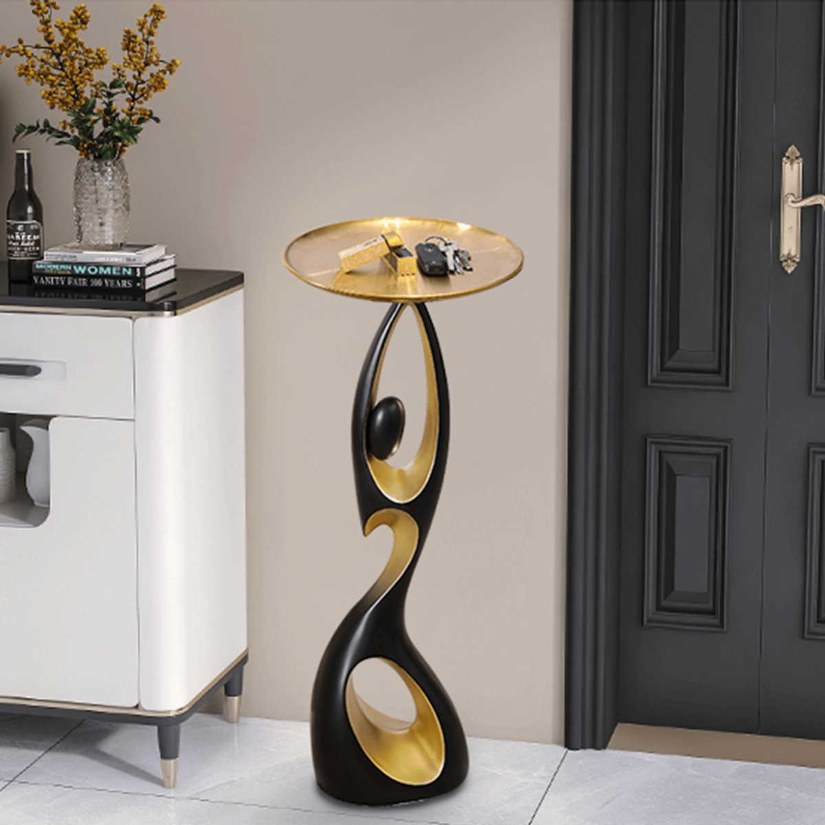 Nordic Art Figurine Modern Side Table - Resin & Alloy