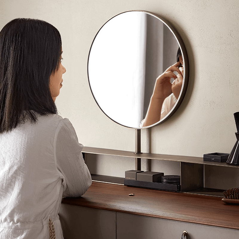 Nordic Black Walnut Dressing Table With Mirror And Stool