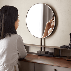 Nordic Black Walnut Dressing Table With Mirror And Stool