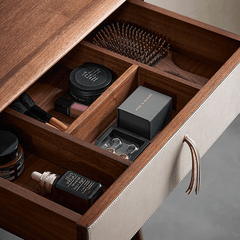 Nordic Black Walnut Dressing Table With Mirror And Stool
