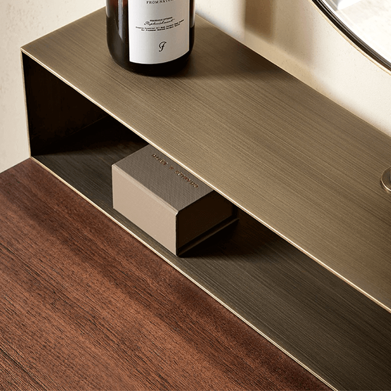 Nordic Black Walnut Dressing Table With Mirror And Stool