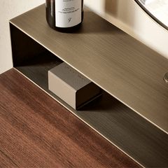 Nordic Black Walnut Dressing Table With Mirror And Stool