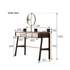 Nordic Black Walnut Dressing Table With Mirror And Stool