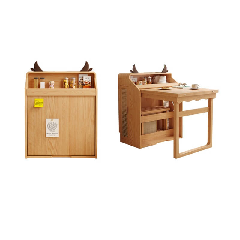 Nordic Folding Dining Table with Storage Cabinet