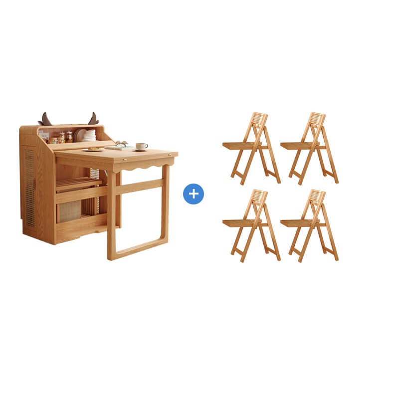 Nordic Folding Dining Table with Storage Cabinet