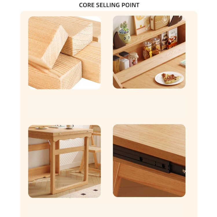 Nordic Folding Dining Table with Storage Cabinet