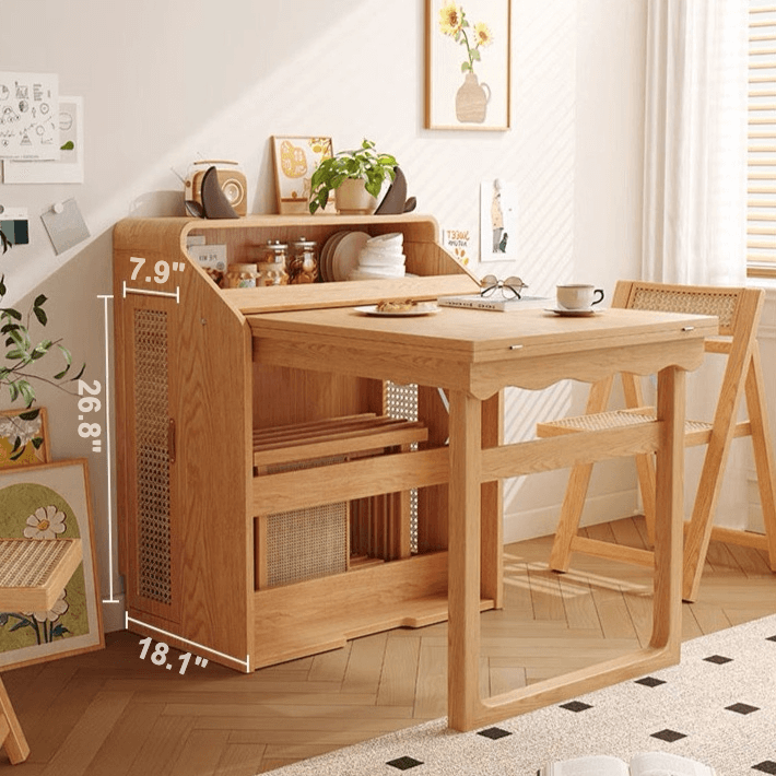 Nordic Folding Dining Table with Storage Cabinet