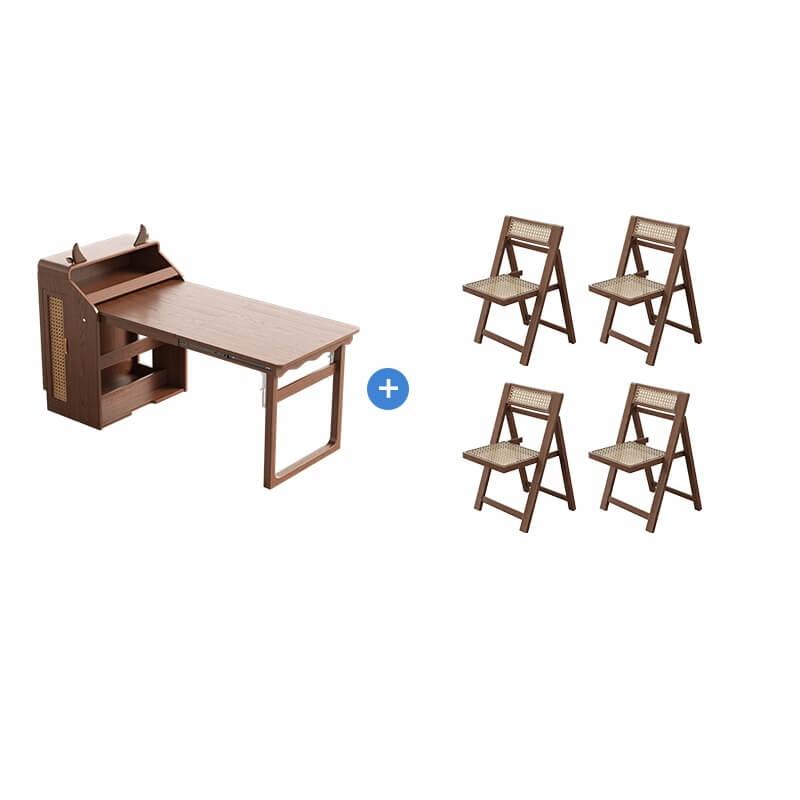 Nordic Folding Dining Table with Storage Cabinet