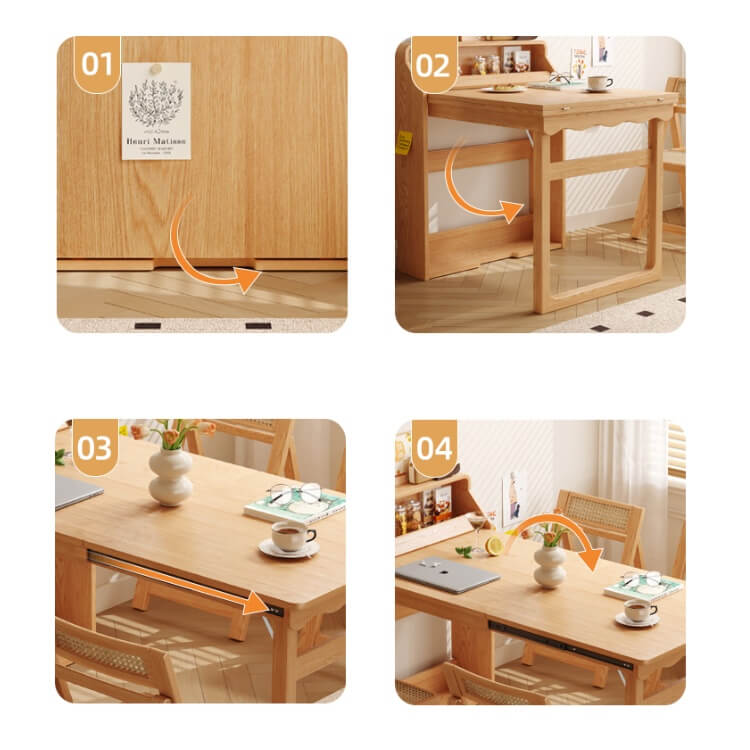 Nordic Folding Dining Table with Storage Cabinet