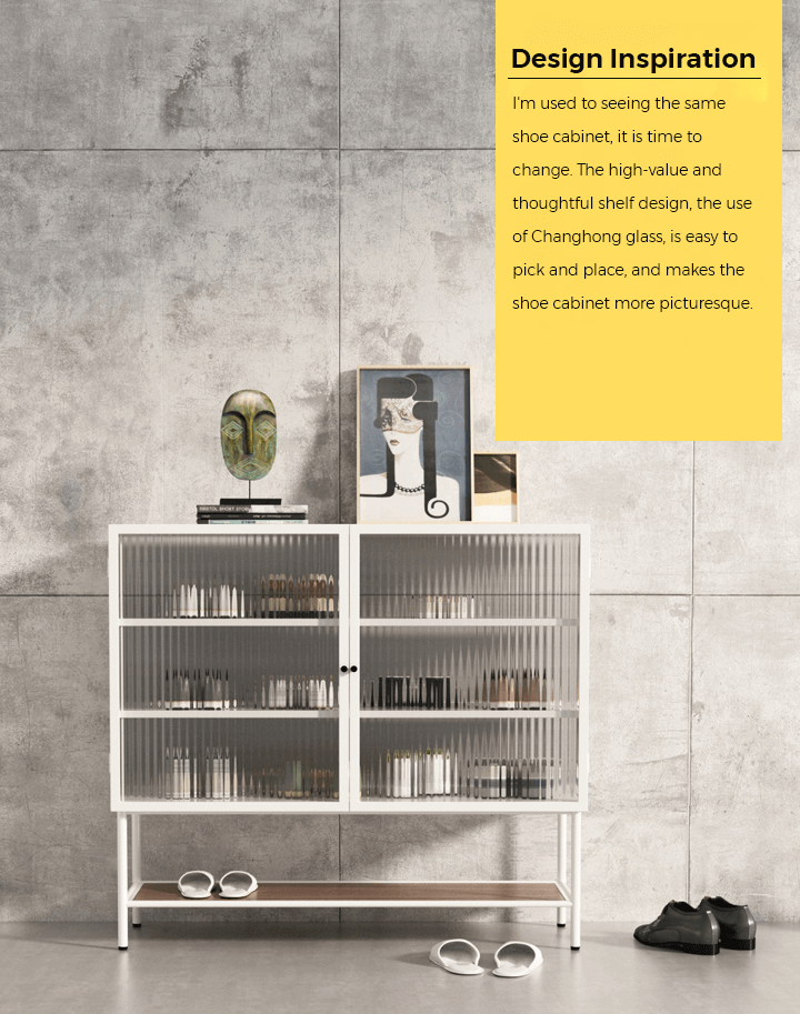 Nordic Glass Shoe Cabinet With Tempered Glass Doors