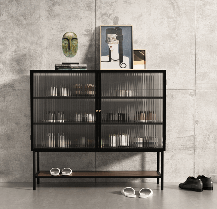 Nordic Glass Shoe Cabinet With Tempered Glass Doors