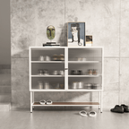Nordic Glass Shoe Cabinet With Tempered Glass Doors