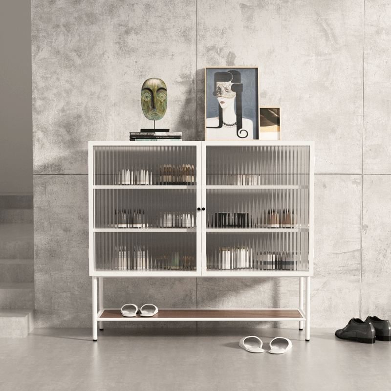 Nordic Glass Shoe Cabinet With Tempered Glass Doors