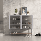 Nordic Glass Shoe Cabinet With Tempered Glass Doors