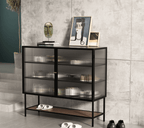 Nordic Glass Shoe Cabinet With Tempered Glass Doors Main Product Image